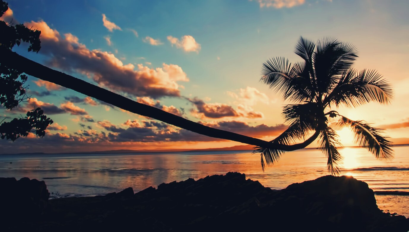 Beautiful Savusavu, Fiji at sunset